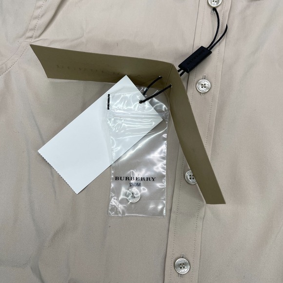 Burberry London Shirt Womens 4 Beige Long Sleeve Button Up Minimalist Office Top - Picture 9 of 15